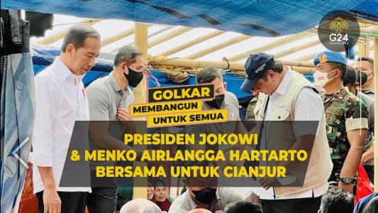 Dampingi Presiden ke Cianjur, Menko Airlangga Hartarto Pastikan Semua Bantuan Tersalurkan