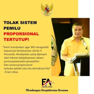 Pernyataan Erwin Aksa soal proporsional tertutup