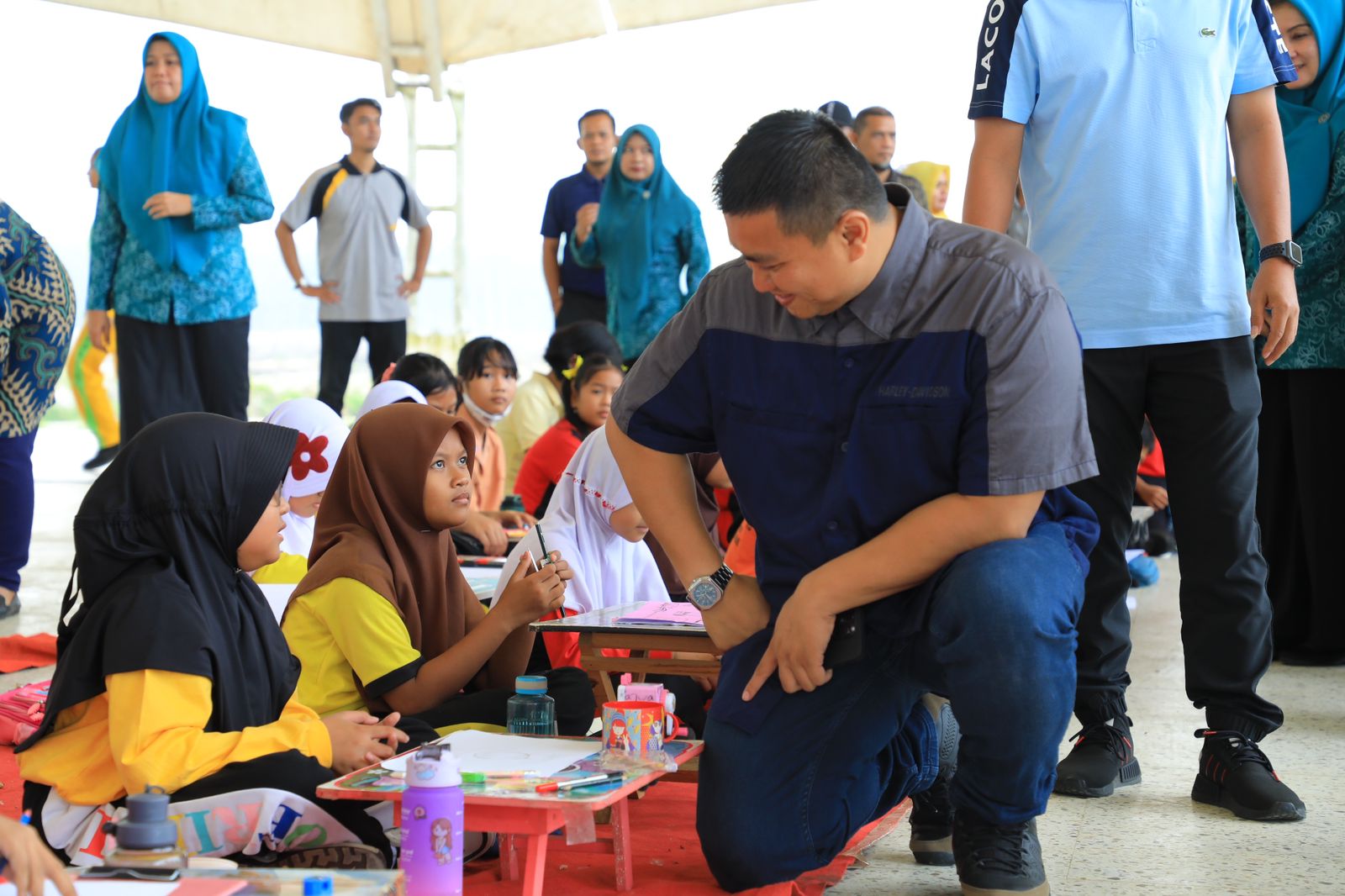 Bupati Labuhanbatu Utara Hendriyanto Sitorus saat acara gebyar sekolah sehat, Jumat (28/7).