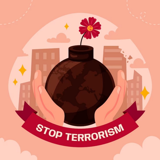 Ilustrasi setop terorisme. Foto: Image by Freepik