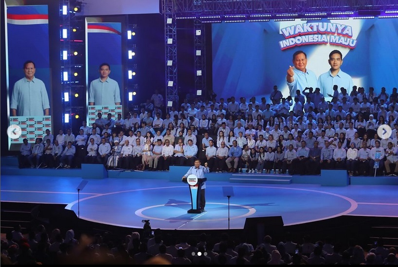 Capres 2024 Prabowo Subianto dalam Konsolidasi Tim Pemenangan Prabowo-Gibran di Sentul International Convention Center (SICC), Kabupaten Bogor, Jawa Barat, Minggu (10/12/2023). Foto: IG golkar.indonesia