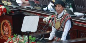 Presiden RI Joko Widodo dalam Pidato Kenegaraan Tahun 2023 di Gedung Parlemen, Senayan, Jakarta (16/8)