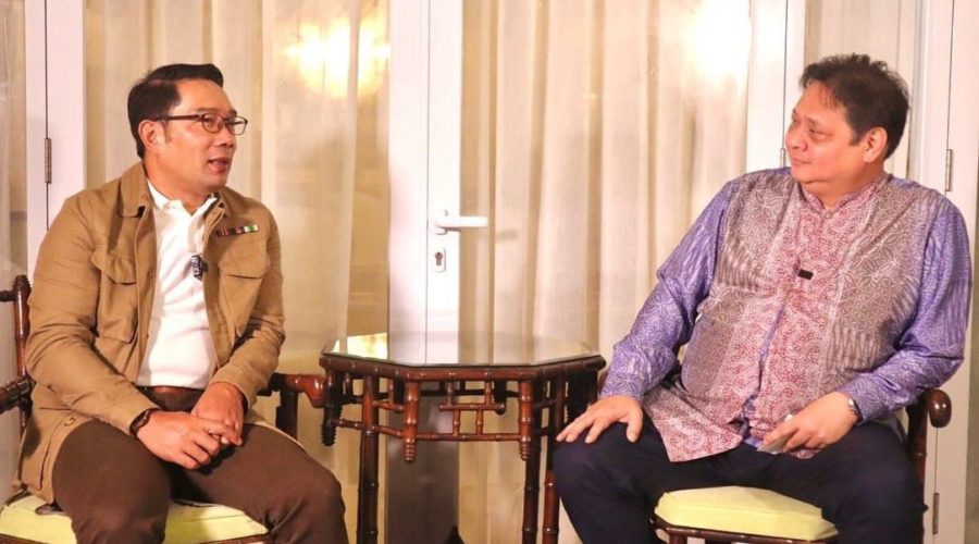 Ridwan Kamil bersama Ketua Umum DPP Partai Golkar, Airlangga Hartarto