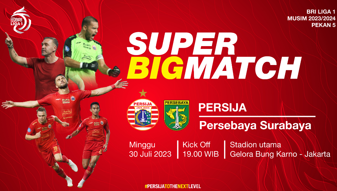 Pertandingan Persija vs Persebaya pada pekan pertandingan kelima BRI Liga 1 2023/2024, di Stadion Utama Gelora Bung Karno