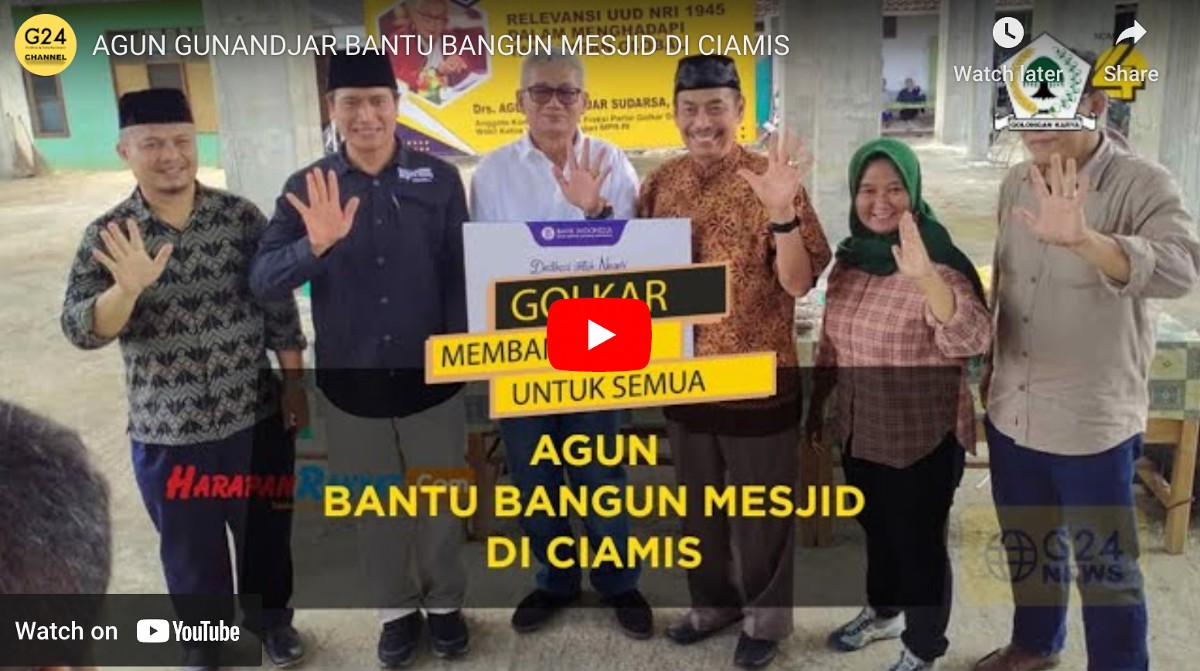Anggota DPR, Agun Gunandjar memberikan bantuan sebesar Rp 500 juta untuk pembangunan Masjid di Kecamatan Banjarsari, Kabupaten Ciamis Jawa Barat.