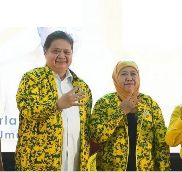 Ketua Umum Golkar Airlangga Hartarto dan Gubernur Jawa Timur Khofifah Indar Parawansa, di Jakarta, belum lama ini. Foto: IG golkar.indonesia