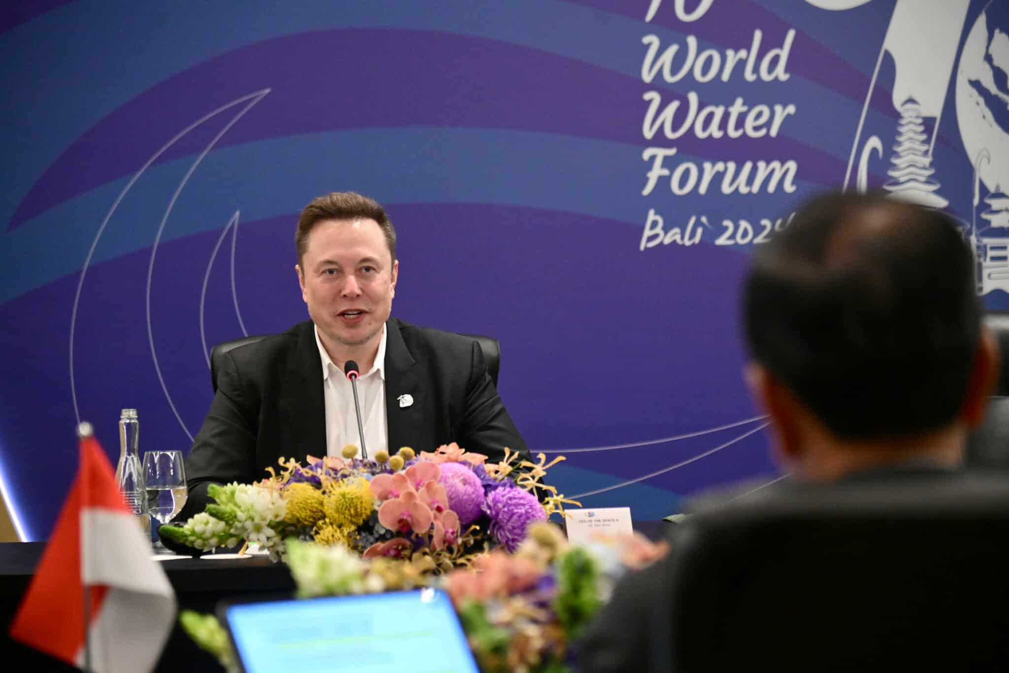 Elon Musk, di sela-sela Konferensi Tingkat Tinggi (KTT) World Water Forum ke-10 yang berlangsung di Bali International Convention Center (BICC), Kabupaten Badung, Provinsi Bali pada Senin, 20 Mei 2024.