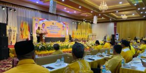 Suasana rapat kerja daerah dan bimtek Partai Golkar se-Aceh di salah satu hotel di Banda Aceh, Jumat, Jumat (11/2023) lalu. Foto: ajnn.net