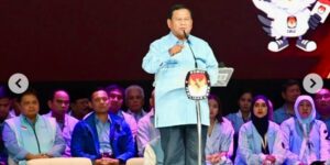 Capres nomor urut 2 Prabowo Subianto dalam debat kelima Pilpres 2024, di Jakarta, Minggu (4/2/2024) malam. Foto: IG golkar.indonesia
