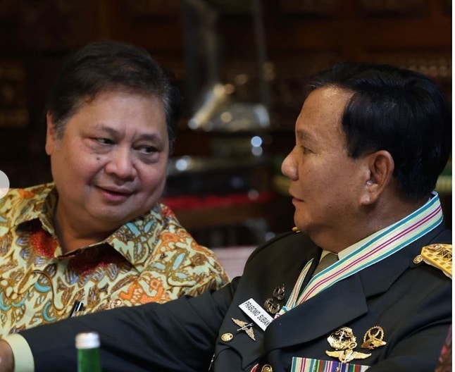 Ketum DPP Golkar Airlangga Hartarto dan Menteri Pertahanan RI Prabowo Subianto. Foto: IG airlanggahartarto_official