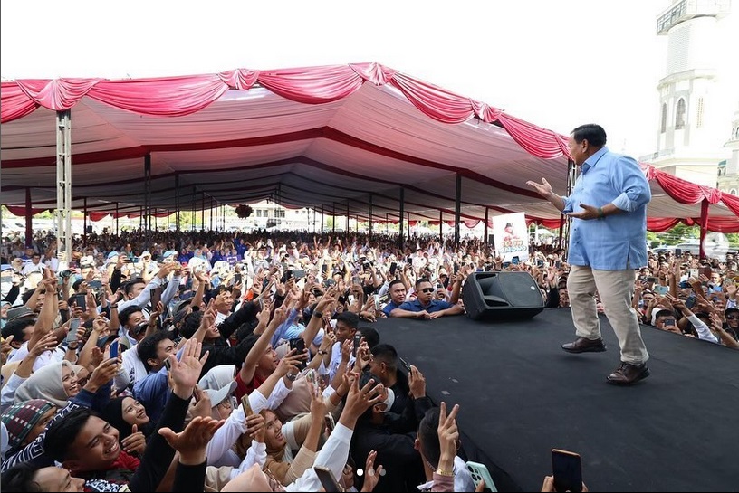 Capres Prabowo Subianto kampanye di Tasikmalaya, Jawa Barat, Sabtu (2/12/2023). Foto: IG prabowo