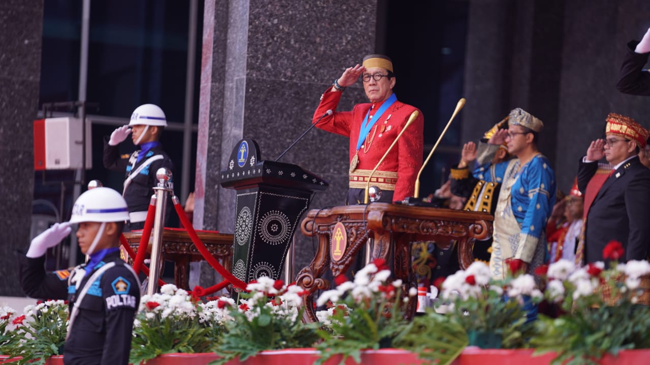 Menteri Hukum dan Hak Asasi Manusia RI (Menkumham), Yasonna H. Laoly, saat memimpin Pemberian Remisi Umum Peringatan HUT Ke-78 Kemerdekaan RI Tahun 2023, di kantor Kementerian Hukum dan Hak Asasi Manusia, Jakarta, Kamis (17/8/2023).